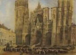 Figures Before Rouen Cathedral