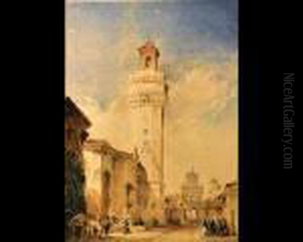View Of A Tower And Gates In A Southern Mediterranean City, Possibly In Spain - view 1