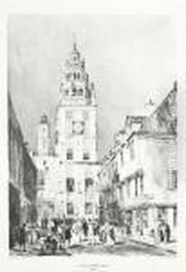 La Tour Du Beffroi, Calais; Cathedrale D""amiens, Vue Prise Du Port Du Don by Thomas Shotter Boys