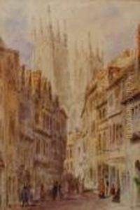 Street View Of York Minster Towers by Thomas Shotter Boys
