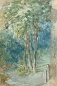 "a Wooded Stream By A Bridge", , "a Fence By A Wooded River Bank" by Thomas Shotter Boys