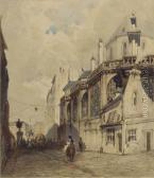 A Horseman Riding Down A Continental Street - view 1