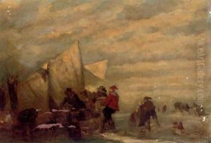 Loading Cargo On The Beach by Carl Hilgers