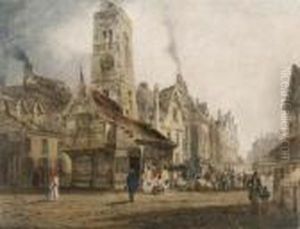 View Of A Market Square by Thomas Shotter Boys