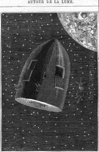 Leaving for the Moon illustration from Around the Moon by Jules Verne 1828-1905 Paris Hetzel by Henri Theophile Hildibrand