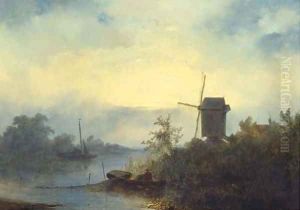 Smoking eels on a river in moonlight