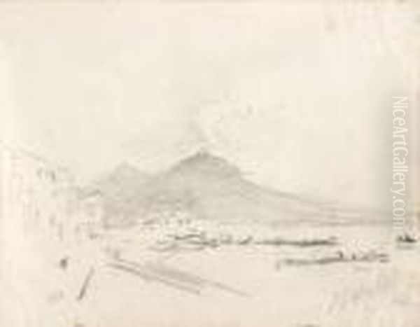The Bay Of Naples, With Vesuvius Beyond by Hercules Brabazon Brabazon