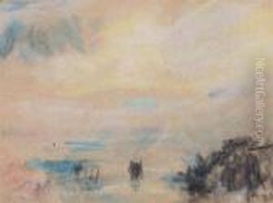 A Continental Coastal Scene by Hercules Brabazon Brabazon