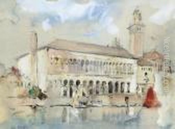 A Venetian Palazzo With A Bell Tower Beyond - view 1