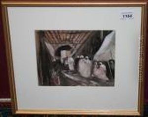 Eastern Street Scene With Figures by Hercules Brabazon Brabazon