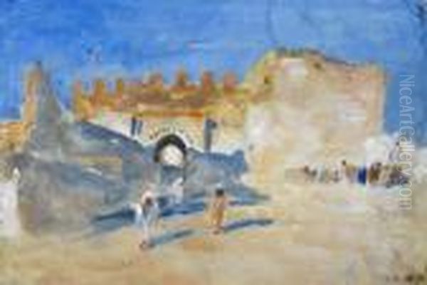 North Africans By A Fortified Gate; Study Of Three Figures - view 1