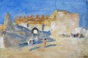 North Africans By A Fortified Gate; Study Of Three Figures North Africans By A Fortified Gate; Study Of Three Figures