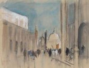Busy Street Scene by Hercules Brabazon Brabazon