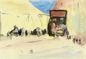 A Bustling Market by Hercules Brabazon Brabazon