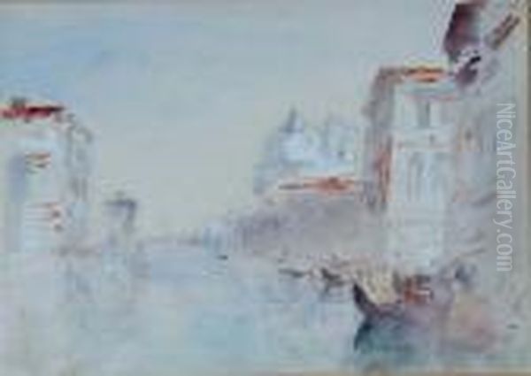 Venetian Canal With Gondolas - view 1