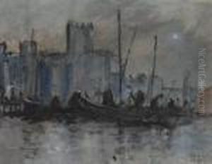 Night Fishermen Returning To Harbour by Hercules Brabazon Brabazon