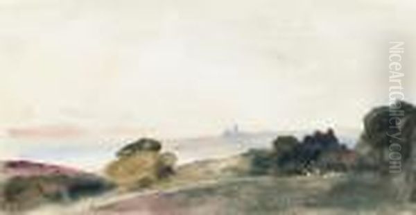 A Souvenir Of Peter De Wint: Landscape With A Cathedral In The Distance - view 1