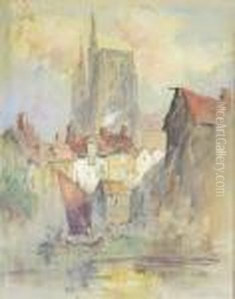 Continental Townscape With Cathedral And River - view 1