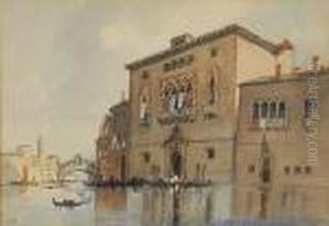 On The Grand Canal, Venice With The Rialtobridge In The Distance by Hercules Brabazon Brabazon