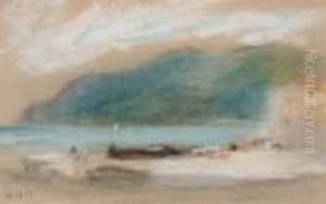 A Mountainous Coastal View by Hercules Brabazon Brabazon