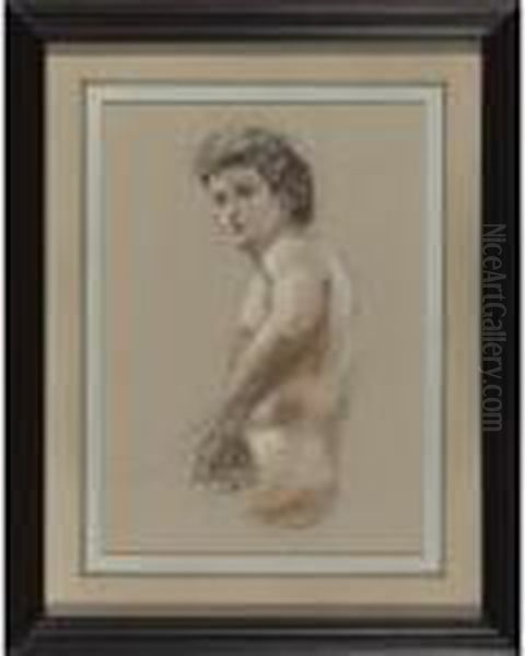 Study Of A Seated Male Nude - view 1