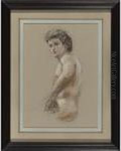 Study Of A Seated Male Nude by Hercules Brabazon Brabazon