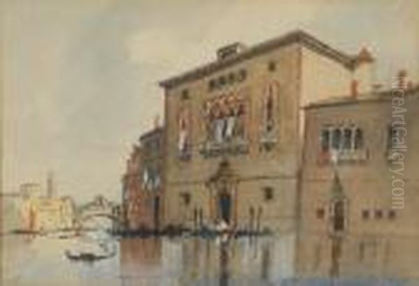 On The Grand Canal, Venice With The Rialto Bridge In The Distance - view 1