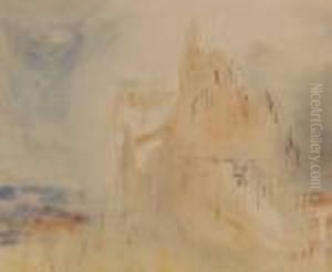 Brabazon , Pencil 
Andwatercolour, Mediterranean Castle View, Signed With Initials, 
Labeland Inscription Verso. 6.5" X 8.5"