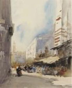 A Street Scene In Cairo by Hercules Brabazon Brabazon