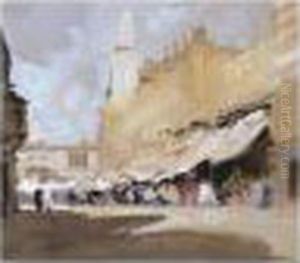 A Street Market In North Africa by Hercules Brabazon Brabazon