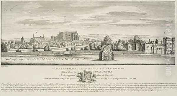St Jamess Palace and part of the City of Westminster from the North Side of Pall Mall in 1660 - view 1