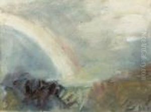 Study Of 'an Alpine Pass With A Rainbow by Hercules Brabazon Brabazon
