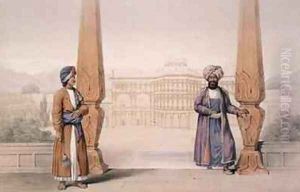 A Dooranee Noble and his Attendant at the Palace in Candahar by Louis Hague