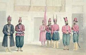 Mohammed Shah Ghufoor and the retinue of Shah Shoojan ool Moolk by Louis Hague