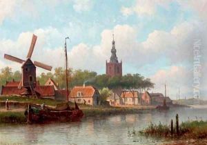 A Dutch town in summer by Eduard Alexander Hilverdink
