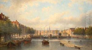 The river Amstel with the Magere Brug in the distance, Amsterdam