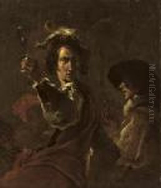 Two Soldiers Drinking And Smoking - view 1