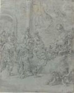 Soldiers Entreating An Oriental Ruler by Leonaert Bramer