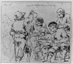 A Group Of Drinking And Smoking Cripples by Leonaert Bramer