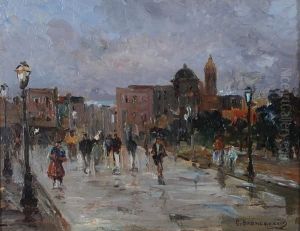 Scorcio Di Napoli Con Figure by Carlo Brancaccio