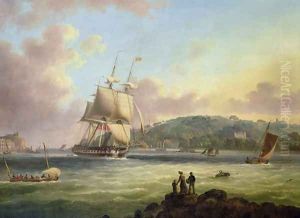 H M S Pallas Entering Plymouth Harbour by Thomas L. Hornbrook