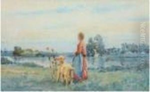 Paesaggio Con Fanciulla E Capretta by Carlo Brancaccio