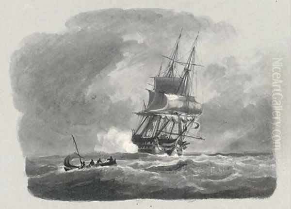 A dismasted frigate in heavy seas - view 1