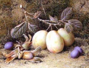 Still Life with plums and nuts by William B. Hough