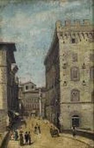 Figures On The Ponta Santa Trinita, Florence by Antonietta Brandeis