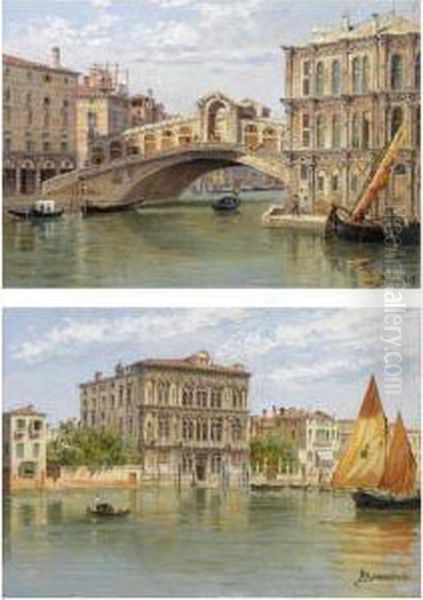 The Rialto Bridge And Palazzo Camerlenghi And The Ca' Vendramincalergi, Venice; A Pair - view 1