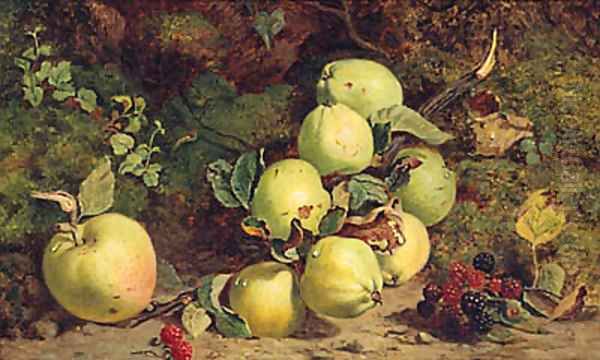 Apples And Raspberries On A Mossy Bank - view 1