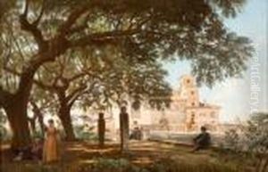 Casina Borghese Con Figure Astanti Casina Borghese Con Figure Astanti