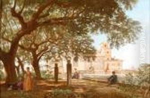 Veduta Di Villa Medici A Romasullo Sfondo Di San Pietro by Antonietta Brandeis