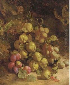 Pears and plums on a mossy bank by William B. Hough